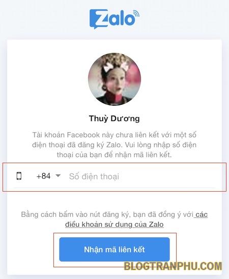 Đăng ký bằng số điện thoại đang dùng