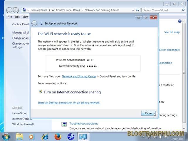 Hướng dẫn chia sẻ mạng Wi-Fi bằng Network and Sharing Center
