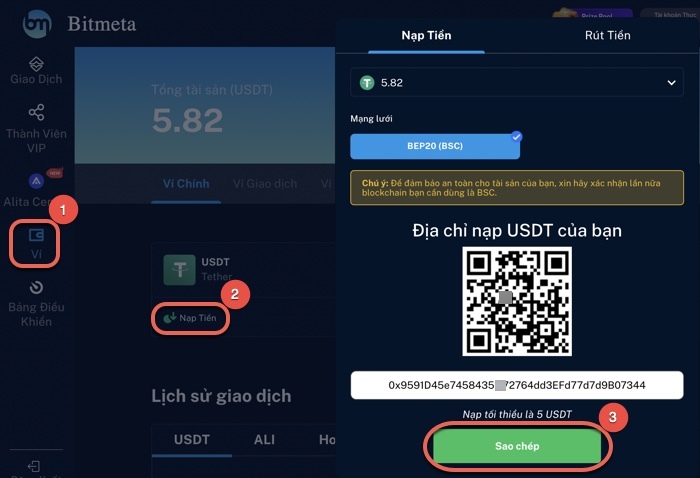 Nạp tiền Bitmeta ⚡️ Mua USDT Bitmeta an toàn, giá tốt