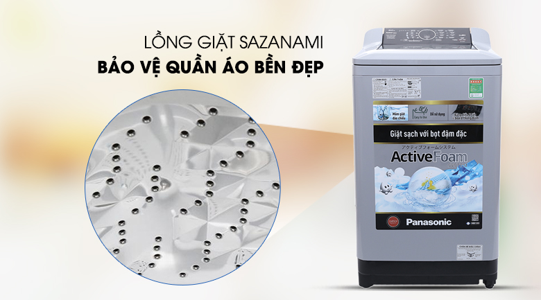 Lồng giặt SAZANAMI - Máy giặt Panasonic 9 kg NA-F90A4GRV Lồng giặt SAZANAMI - Máy giặt Panasonic 9 kg NA-F90A4GRV